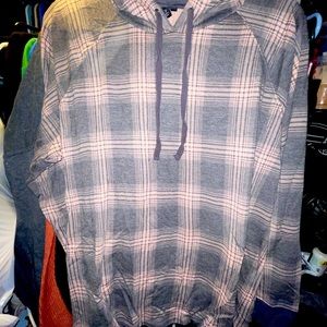 LAST CHANCE - Plus Size flannel pattern hoodie